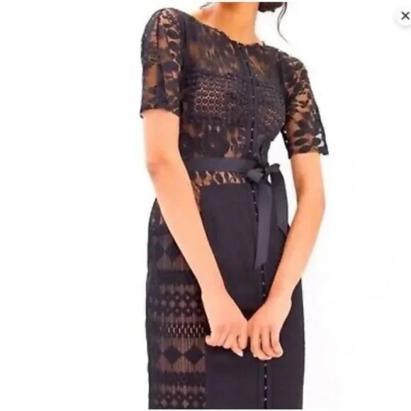 Byron Lars Beguile Carissima Black Lace Anthropologie Sheath Dress 6P - Picture 2 of 11